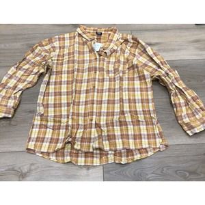 Cotton On Yellow Plaid Button Up Women’s Medium Boyfriend Shirt R1